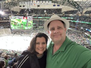 Charles and Lety enjoying their first NHL game, Dallas, 2025