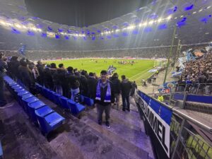 Charles Precht of YSM YourSportsMatch.com attending a Bundesliga soccer match in Hamburg Germany in 2025