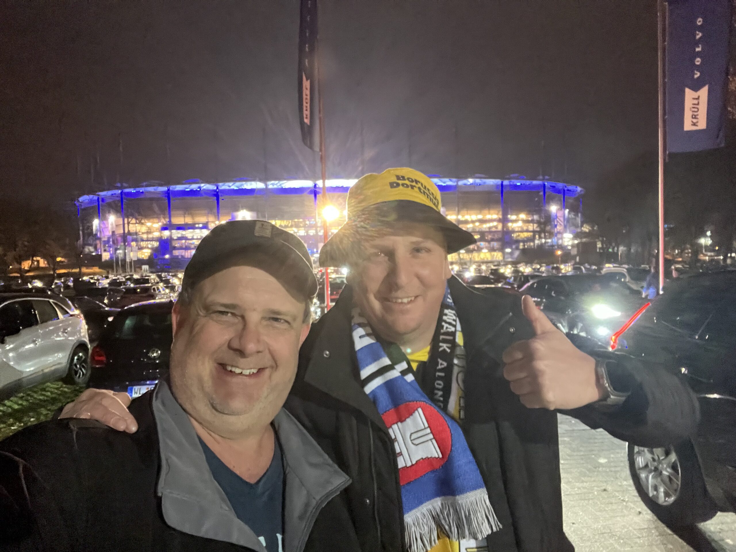 Soccer fans outside Hamburg stadium after a match
